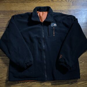 VTG 90s Pro Player Philadelphia Flyers Fleece Lined Reversible Jacket Sz M Black